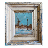 Miniature painting 1900 "Winter walk"