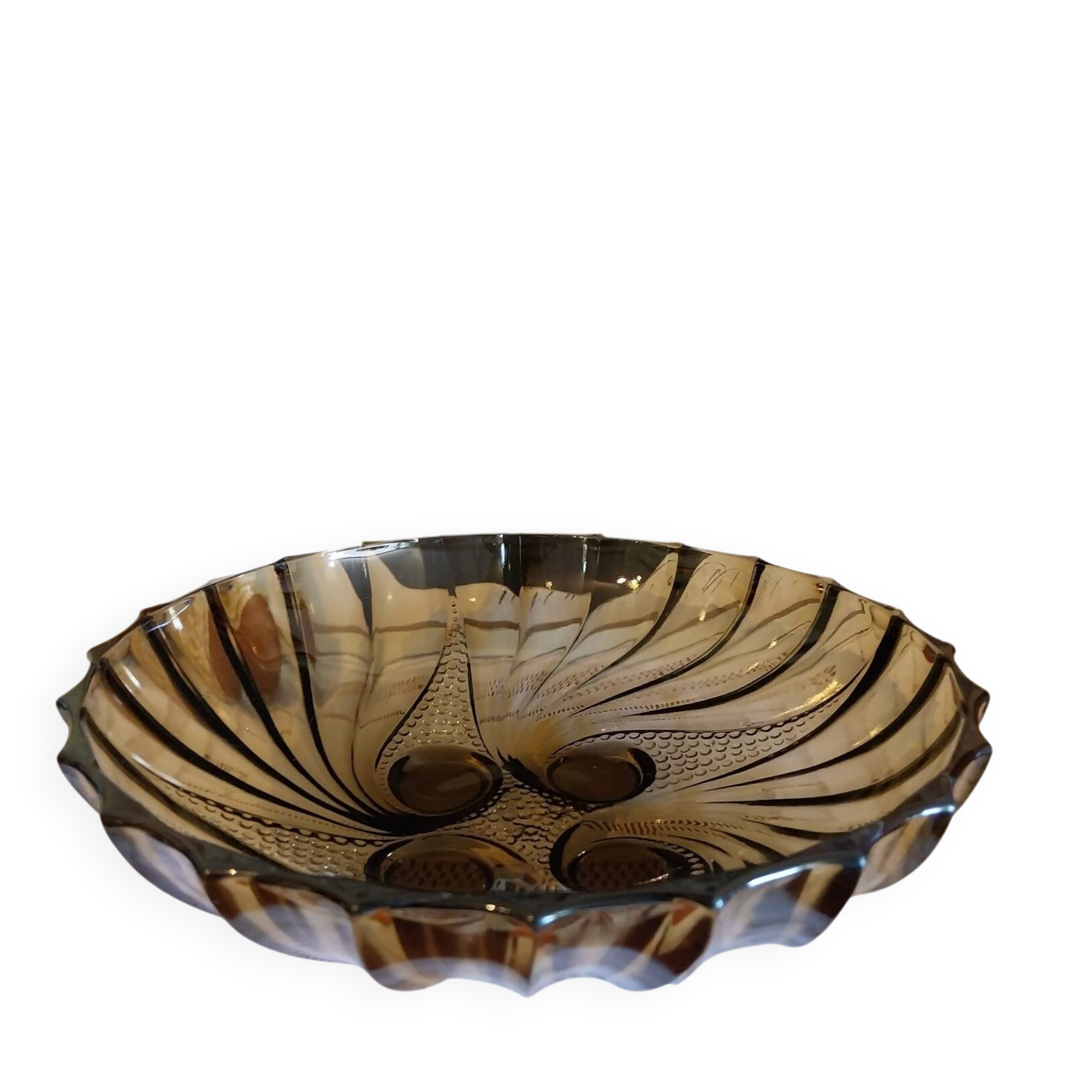 Vintage smoked glass fruit bowl