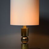 Italian Late 1960s Brass Table Lamp with Ivory Colored Shade