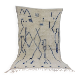 Moroccan Berber rug in cream and blue wool – 250 x 150 cm
