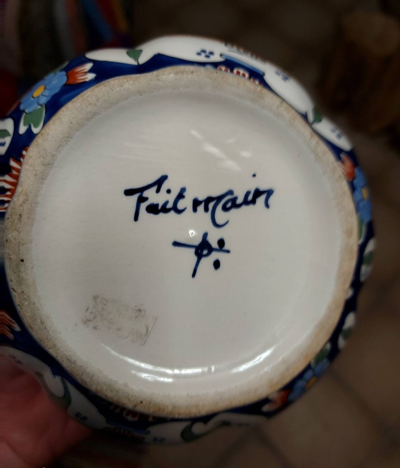 Rouen earthenware flowerpot