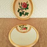 Vintage gold metal mirror round tray