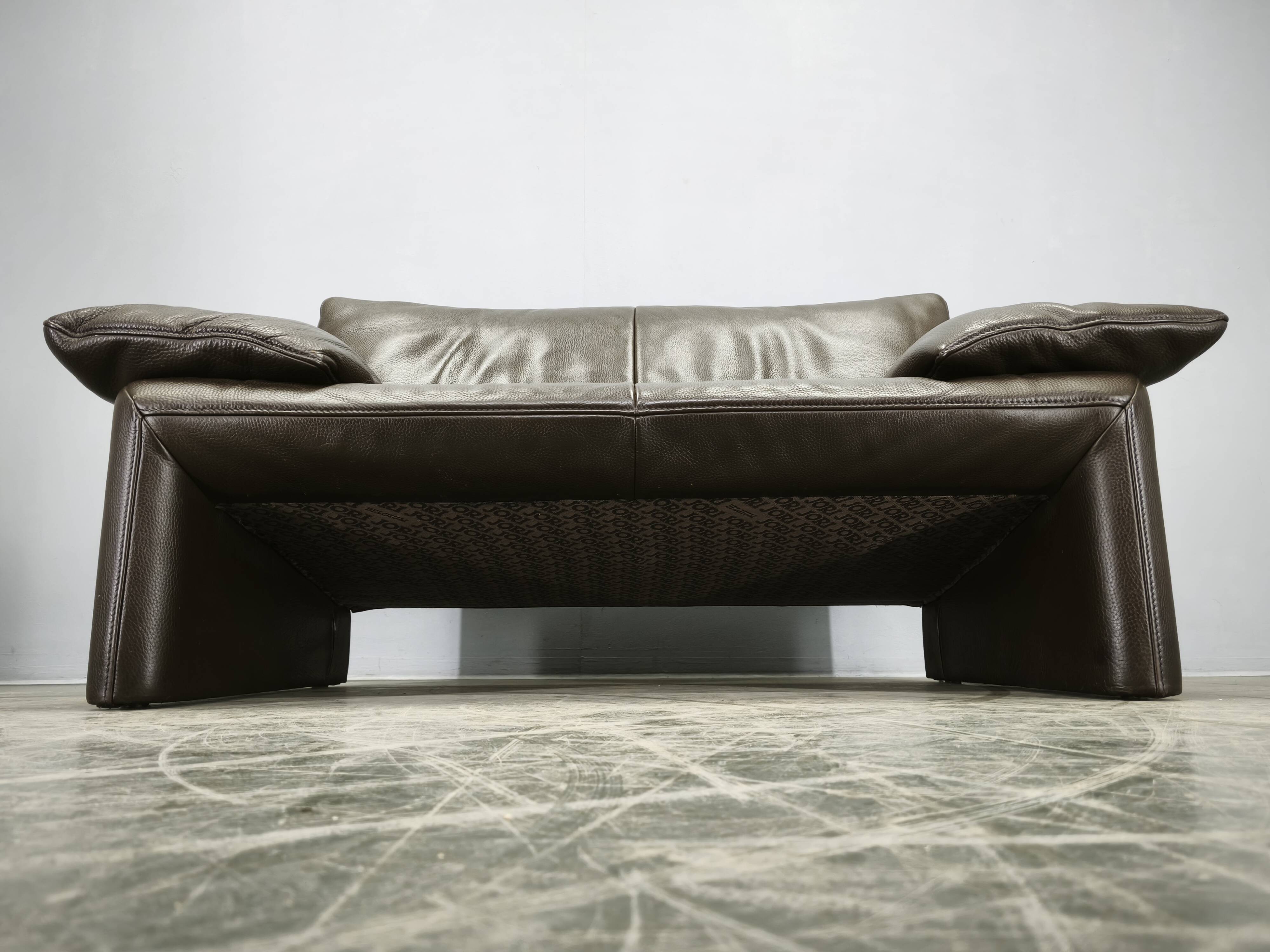 Jori Belgian Full Grain Leather Freestanding Two-Seat Sofa, 1990s