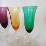 4 flûtes à champagne multicolores