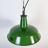 Industrial Green Enamel Factory Pendant Lamp from Revo, 1950s