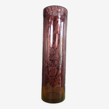 Vintage bubbled glass scroll vase
