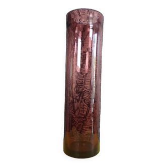 Vintage bubbled glass scroll vase