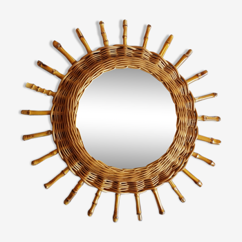 Mirror sun in rattan 43cm