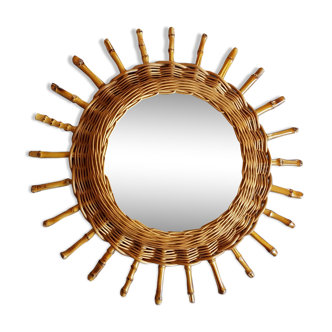Mirror sun in rattan 43cm