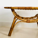 Oval rattan coffee table, Italy 50s