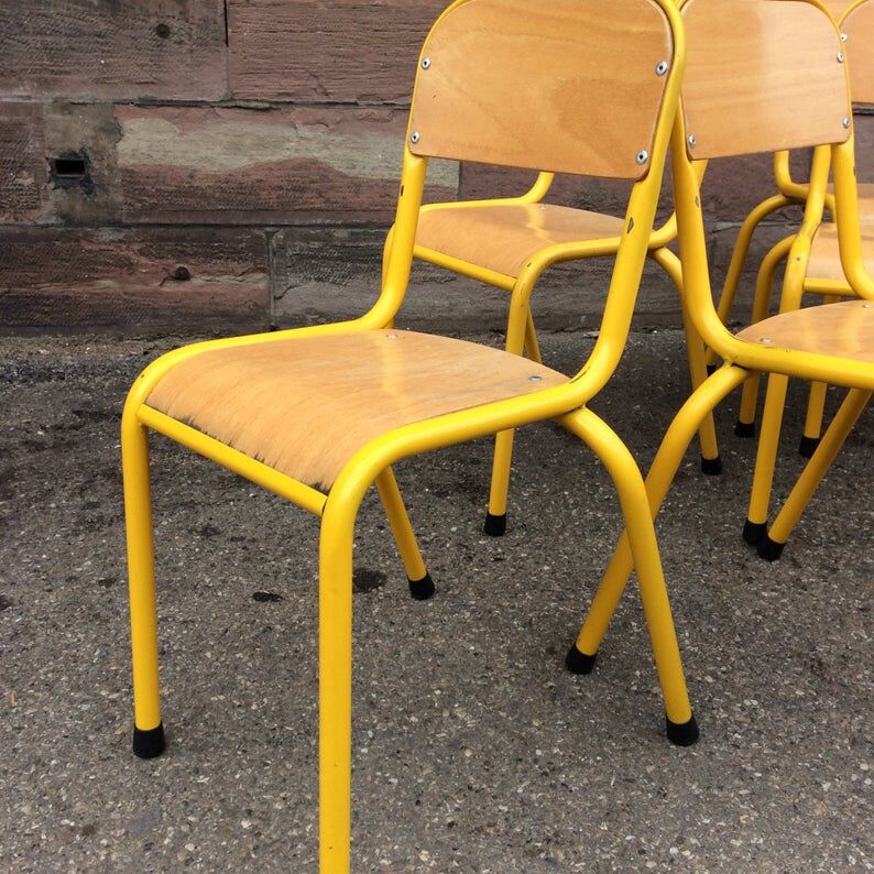 Vintage school children's chair 1970 wood