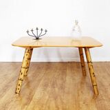 Rattan and compressed wood coffee table 1970