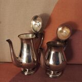 Set of 2 silver metal pourers punched and numbered