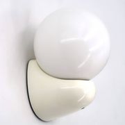 White Tissot wall light with opaque glass globe, 1970s/80s