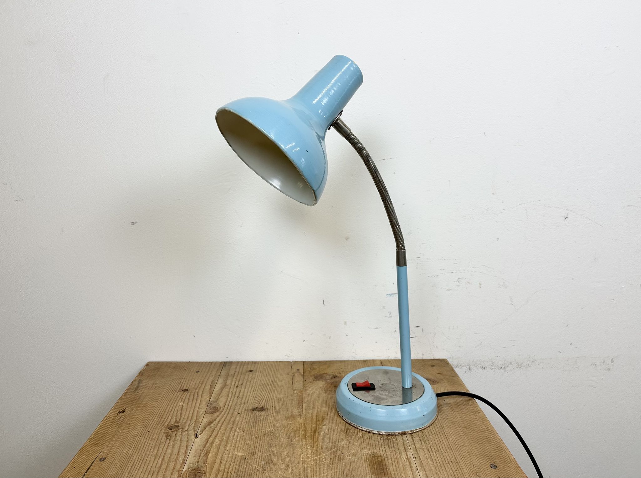 Blue Industrial Gooseneck Table Lamp, 1960s