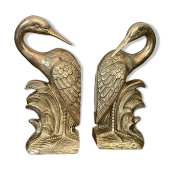 Bookend herons in brass style Art Deco 26cm