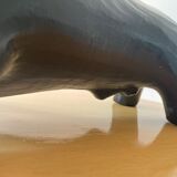 Abstract ceramic bull signed Florentino. Spanish earthenware clay art. 70's