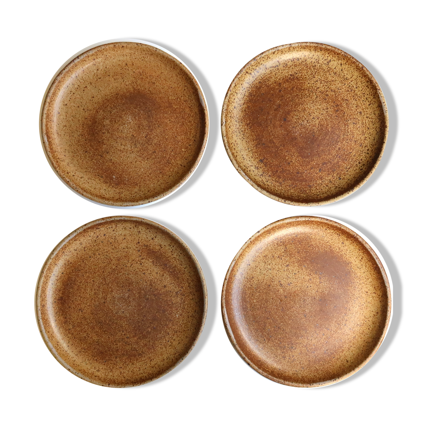 Set of 4 flat sandstone plates, 70s