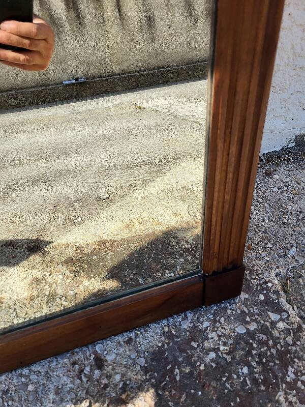 Large old mirror walnut wood frame