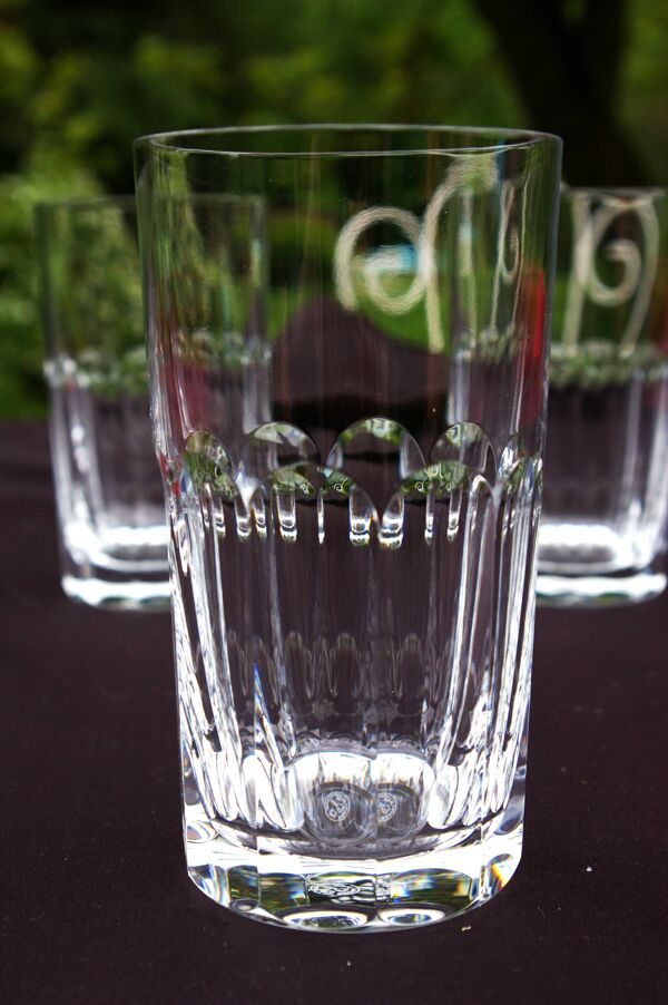 6 grands Verres Gobelets Chopes Harcourt Cristal de Baccarat - H 14,2cm