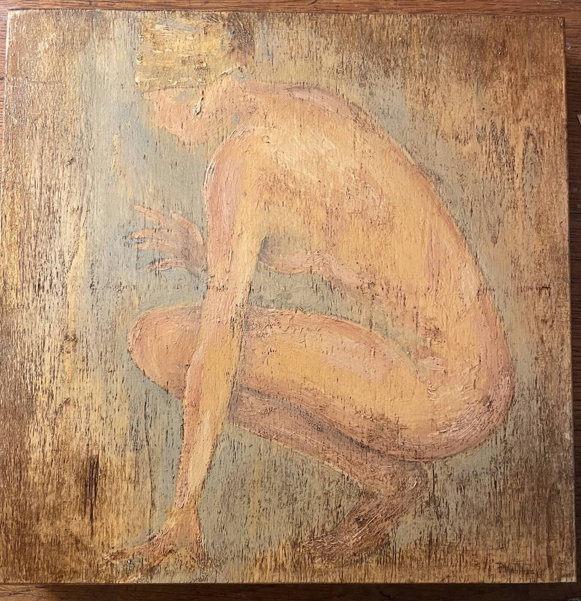 Painting signed oil on wood female portrait “belle époque”