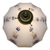 Vintage Brass Lamp With White Opaline Shade