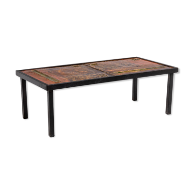 Table basse en lave et métal Robert et Jean Cloutier, années 1950