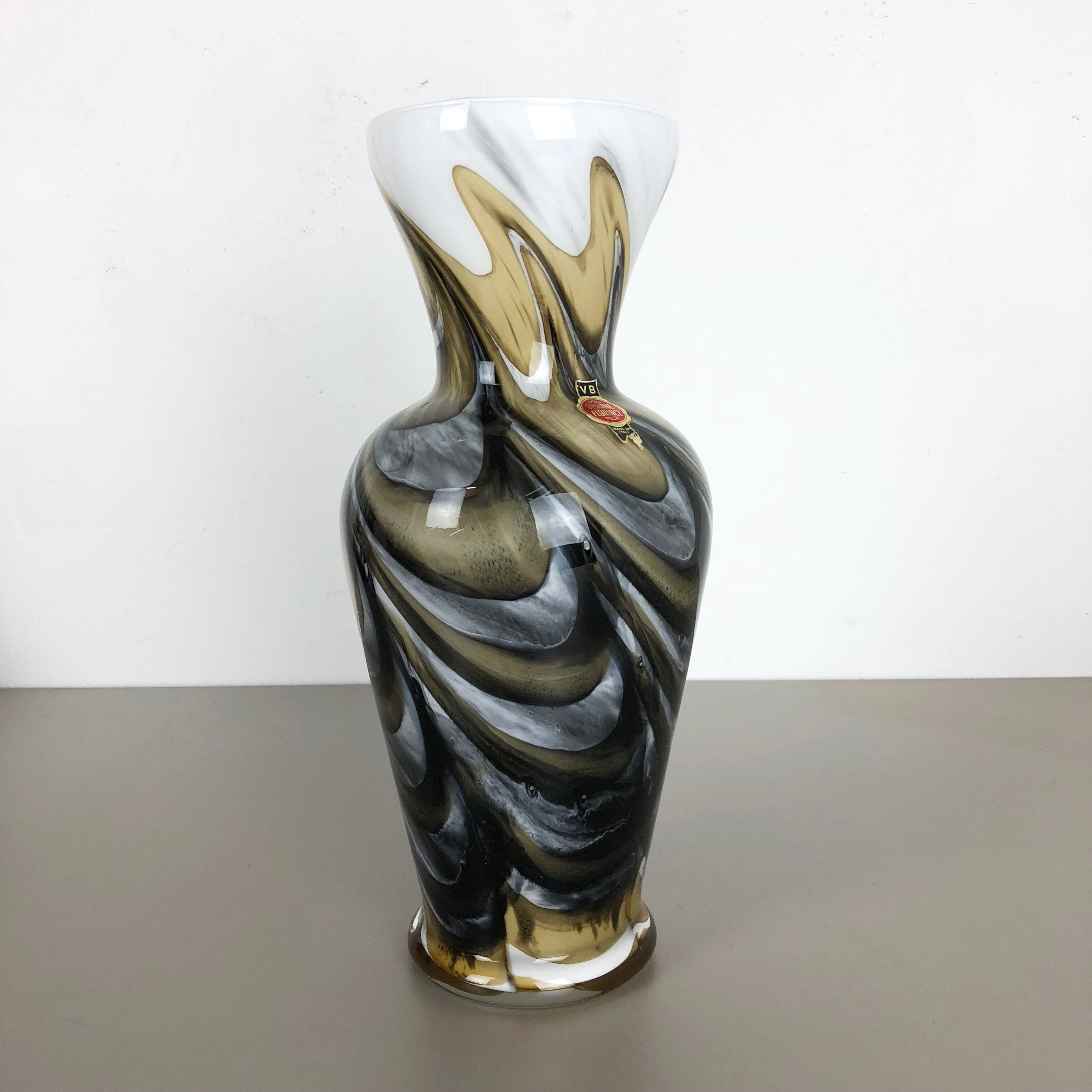 Xxl Multicolored Pop Art Vase Opaline Florence, Italy 1970s