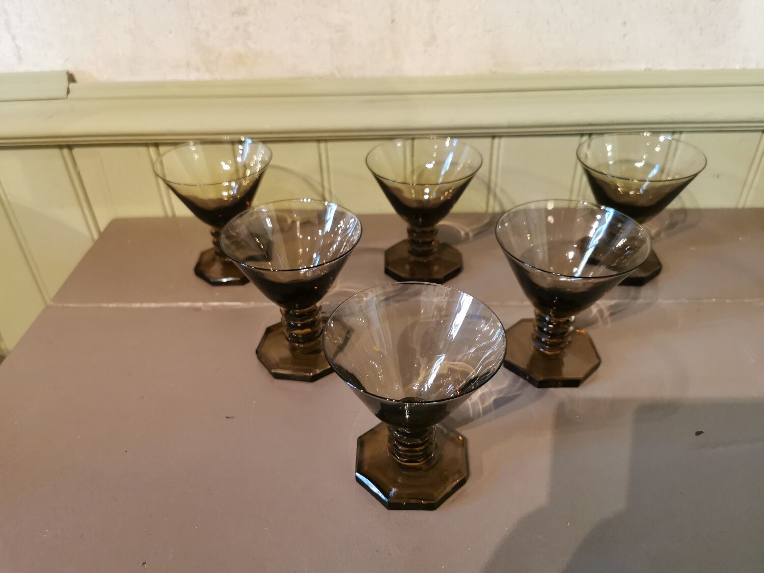 Suite of 6 glasses in Art Deco Porto