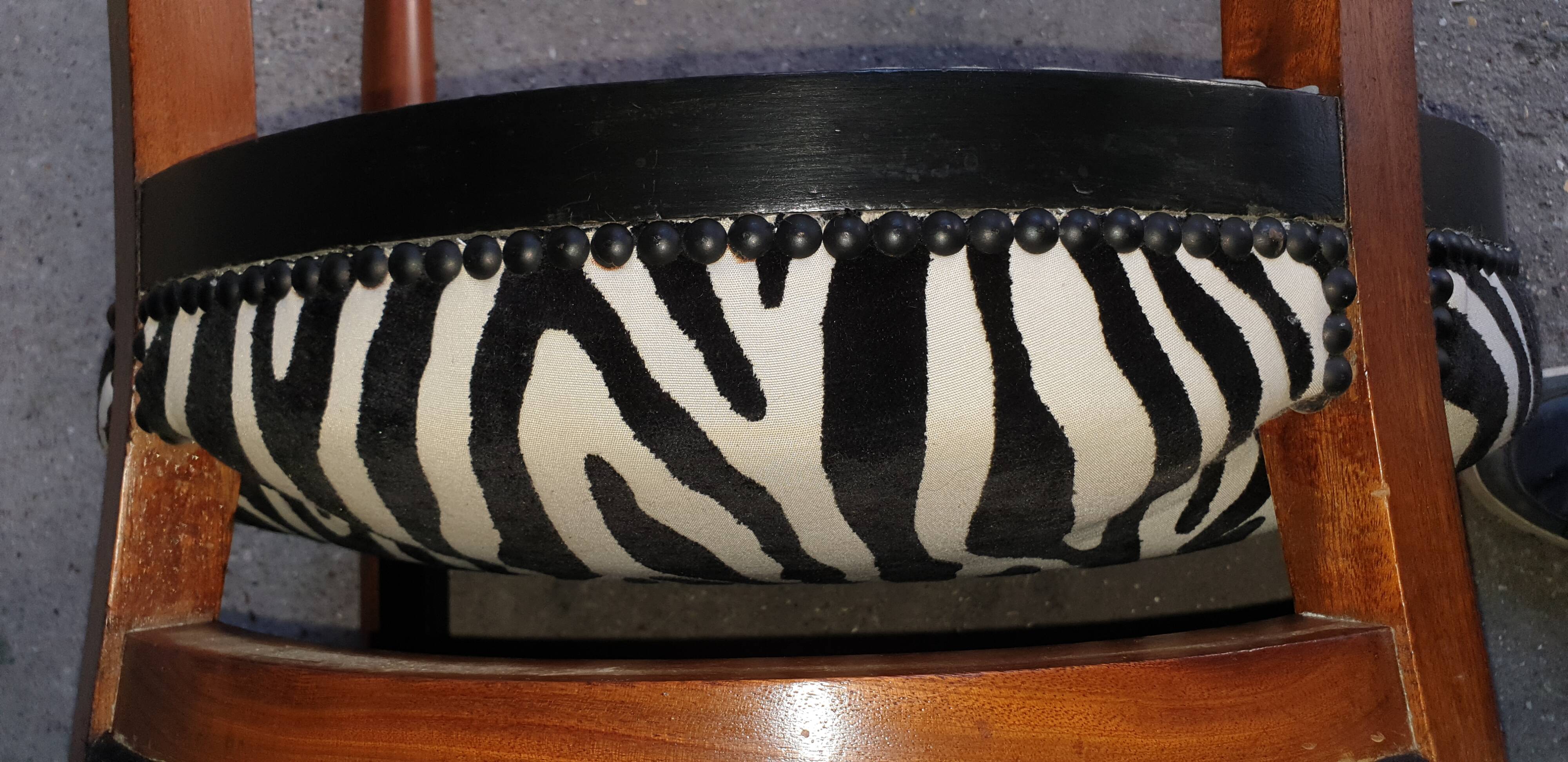 Art deco armchair with zebra tapestry