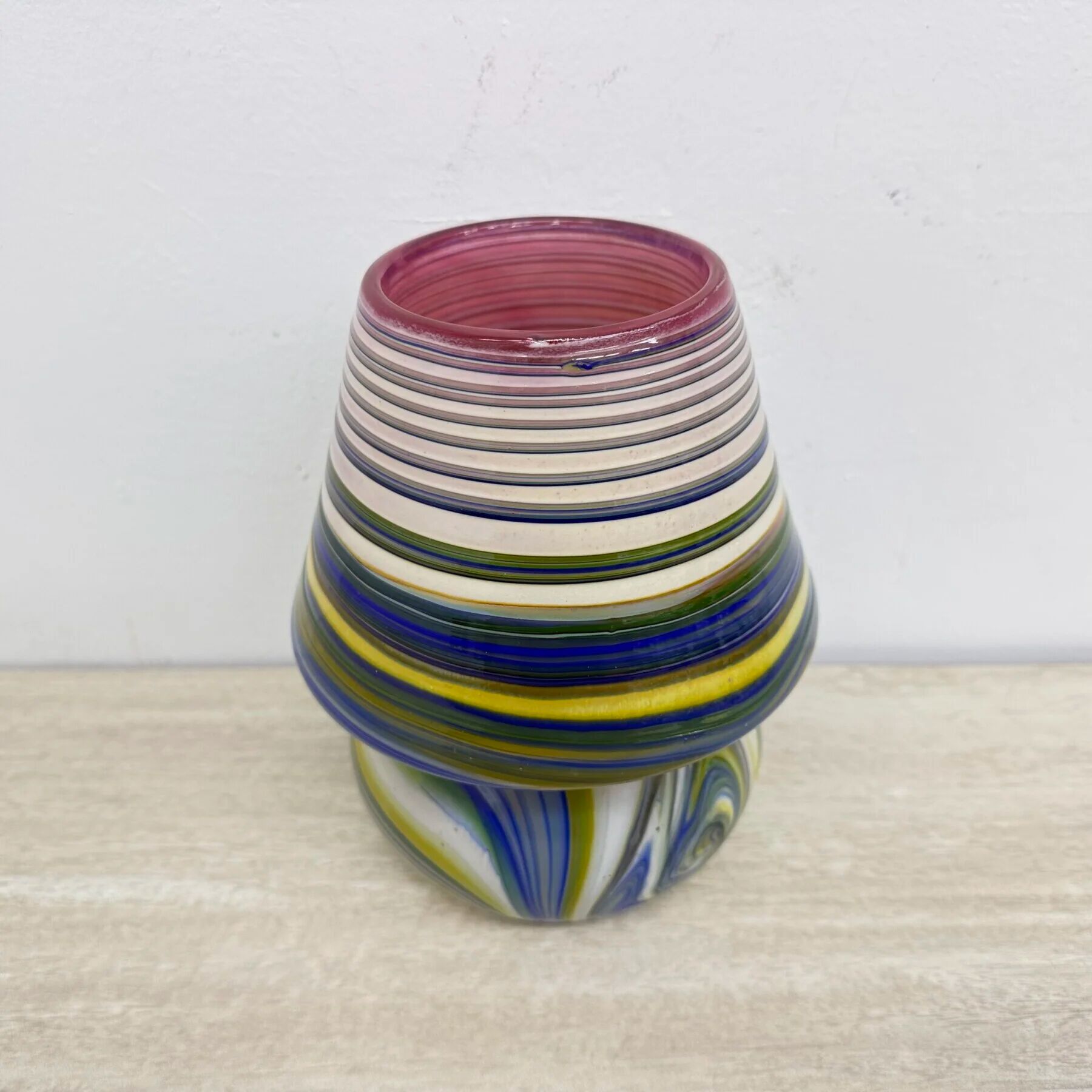 Mid-century swirl glass mushroom table lamp signed, 1970s
