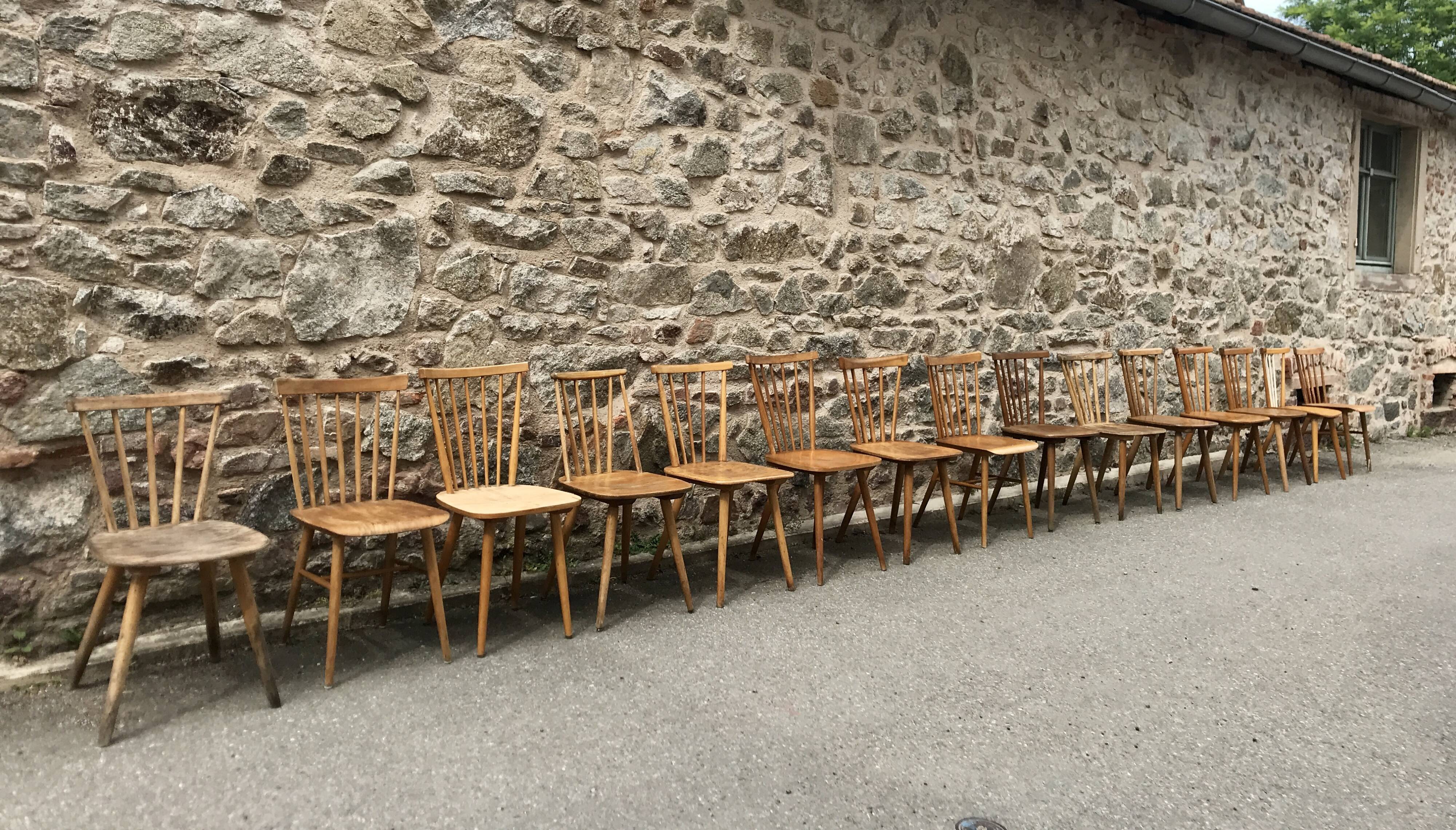 Series of 15 scandinavian bistro chairs