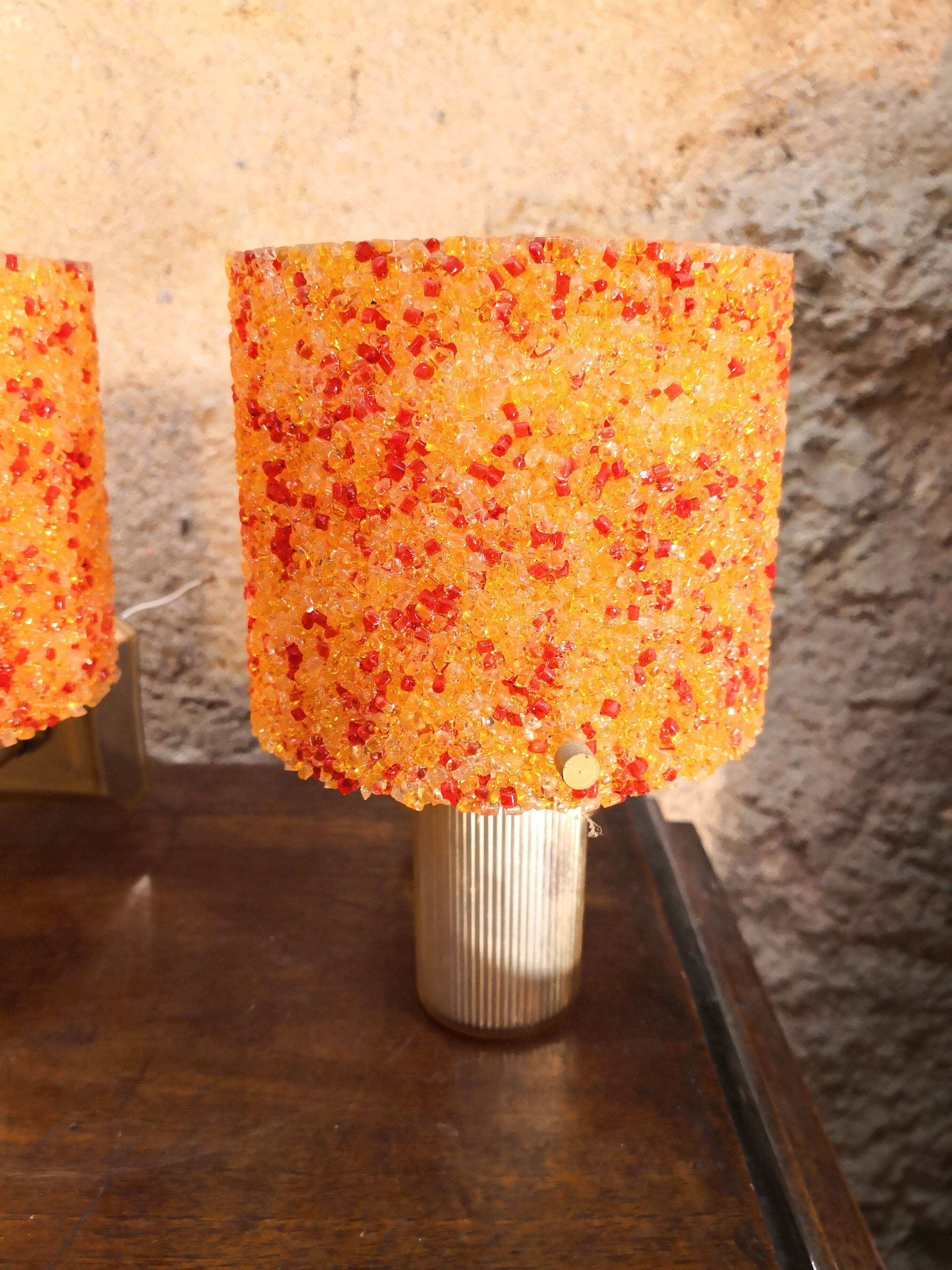 Wall lamps in perspex orange granite