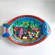 Painted terracotta wall fish, Oaxaca, Mexico, 1970s-80s.