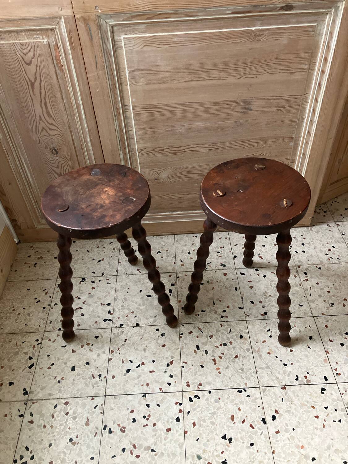 Pair of tripod stools