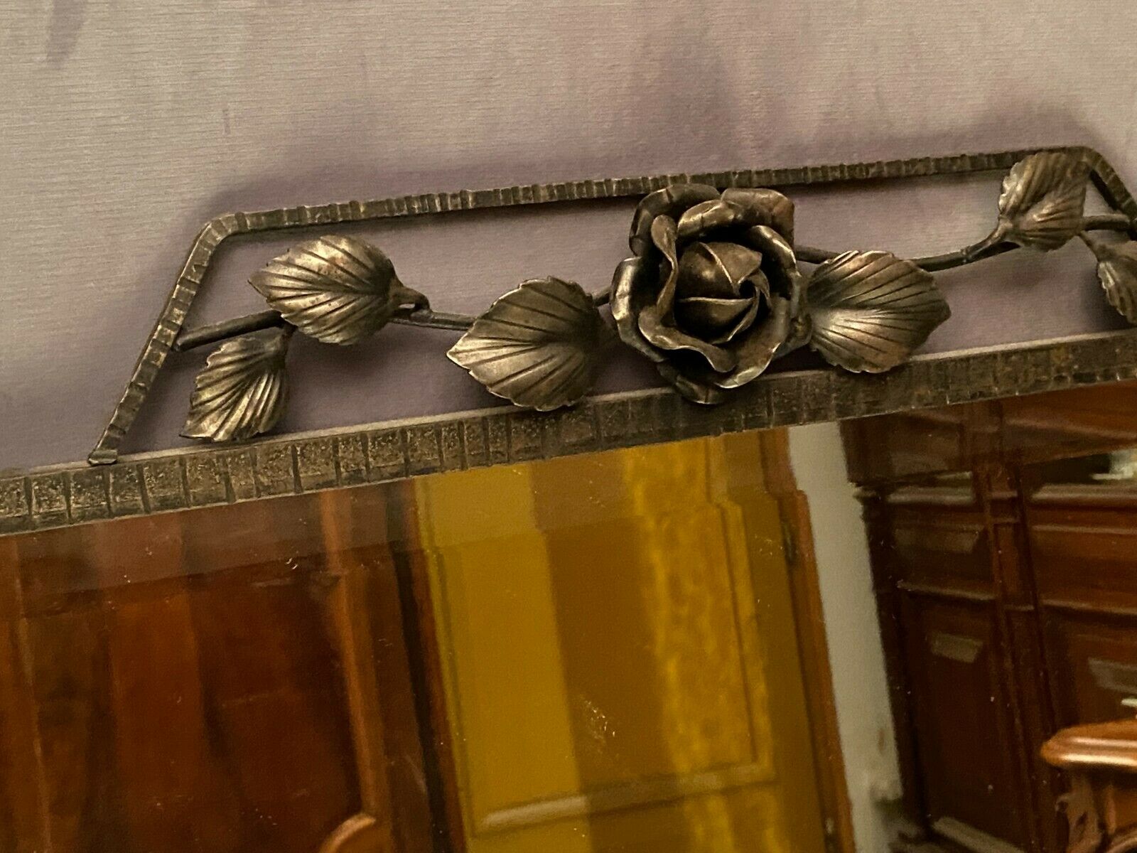 Wrought iron mirror Art Deco era