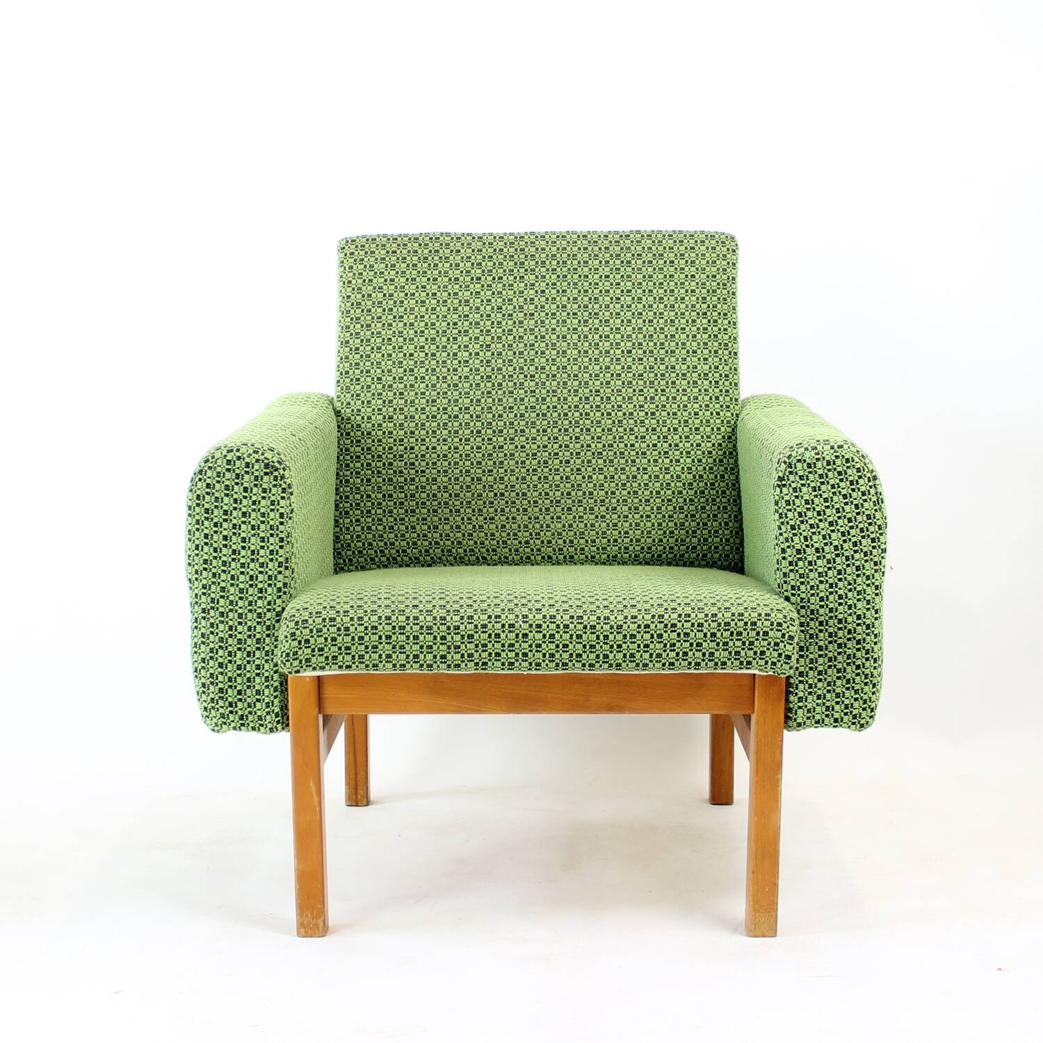 Midcentury Armchair In Fabric & Beech, Czechoslovakia 1960s
