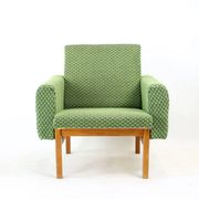 Midcentury Armchair In Fabric & Beech, Czechoslovakia 1960s