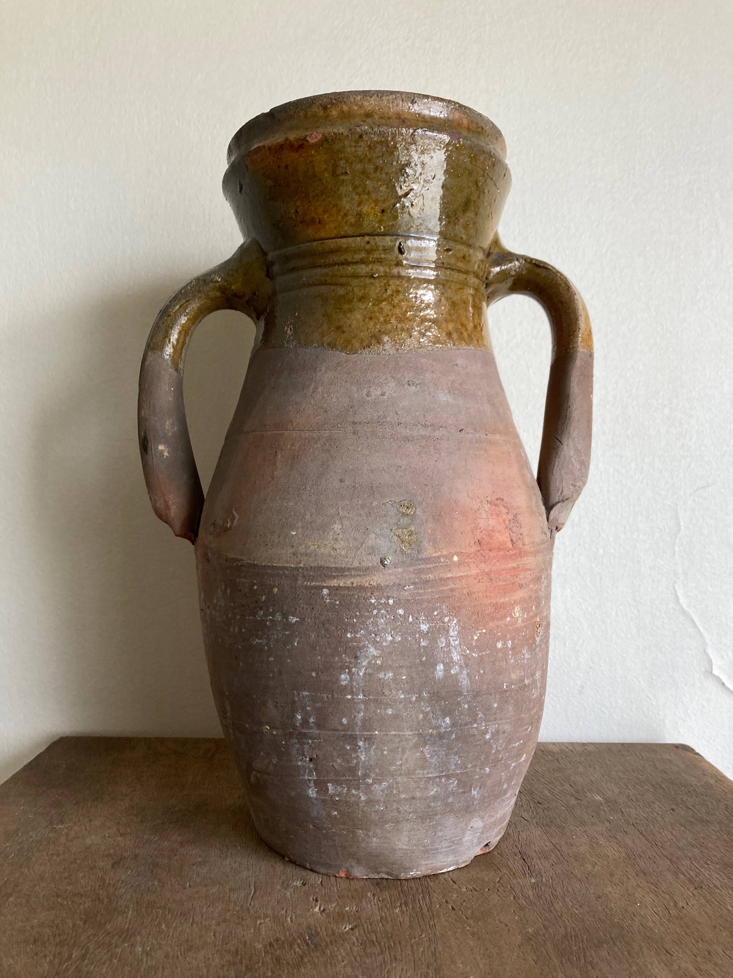 XL vase jar amphora in glazed terracotta