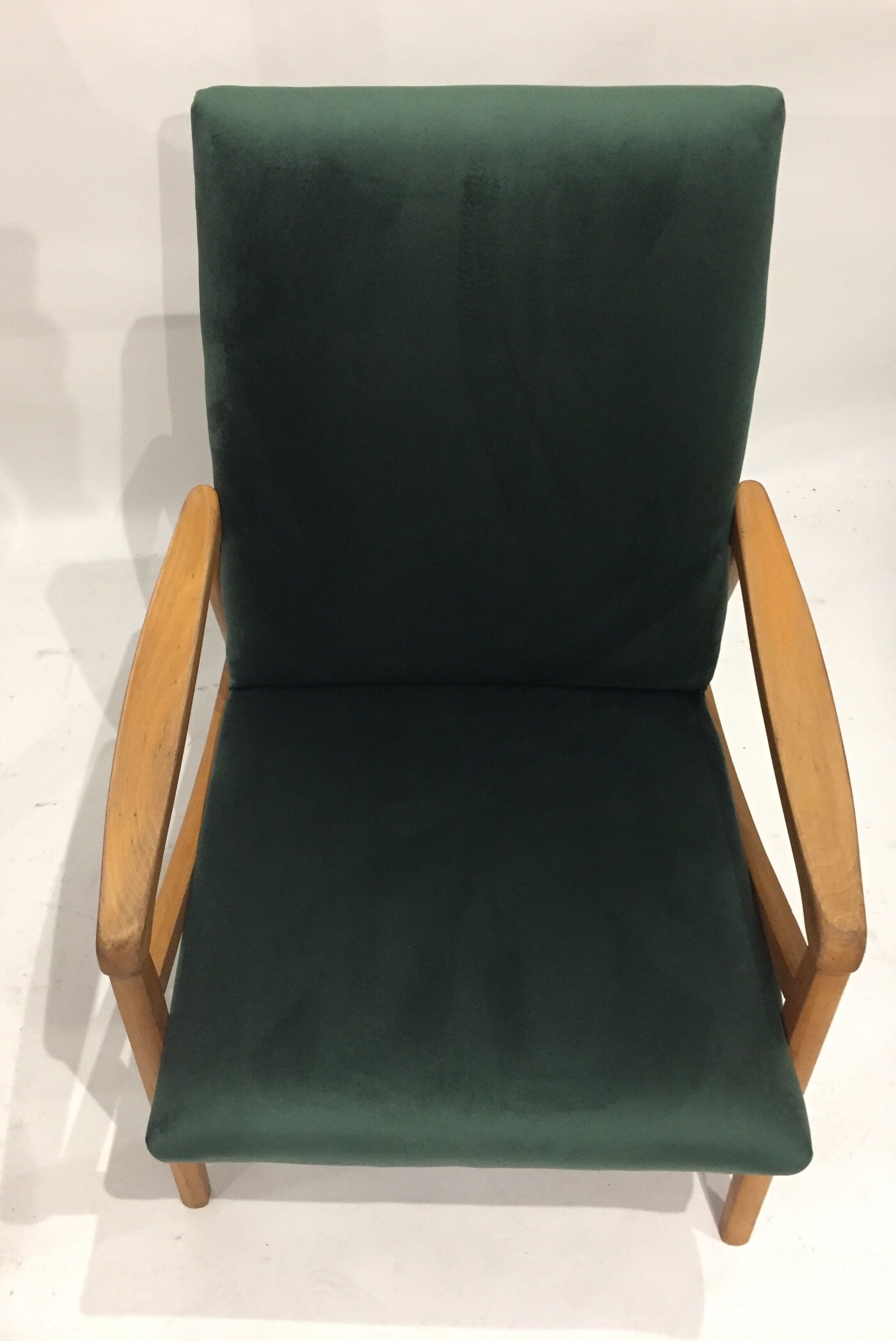 60s chair in green velvet