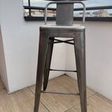 lot de 3 chaises de bar Tolix en acier brut (gris) verni