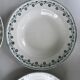 Set of 6 blue ironstone deep plates, antique French earthenware.