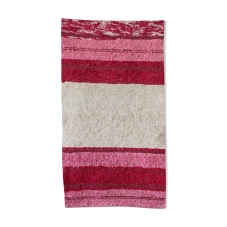 Tapis fait main - 50 x 90 cm - rose et blanc