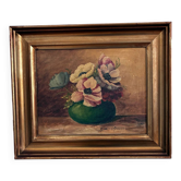 Peinture à l'huile florale vintage originale, art floral signé