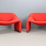 Pierre Paulin Set of 2 F598 Groovy Armchairs for Artifort New Upholstery, 1972
