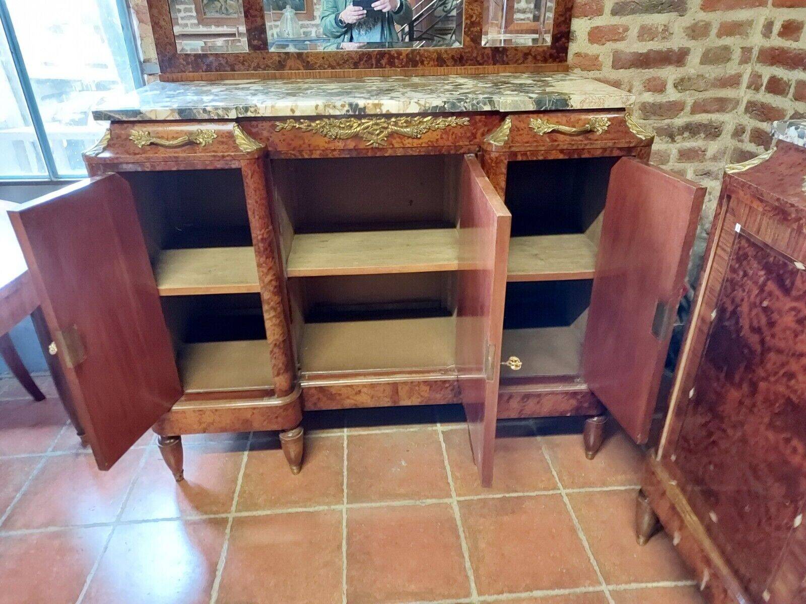 Louis xv style mahogany sideboard with marble top