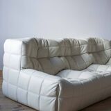 Vintage Leather Kashima Sofa in White Leather by Michel Ducaroy for Ligne Roset, 1980s