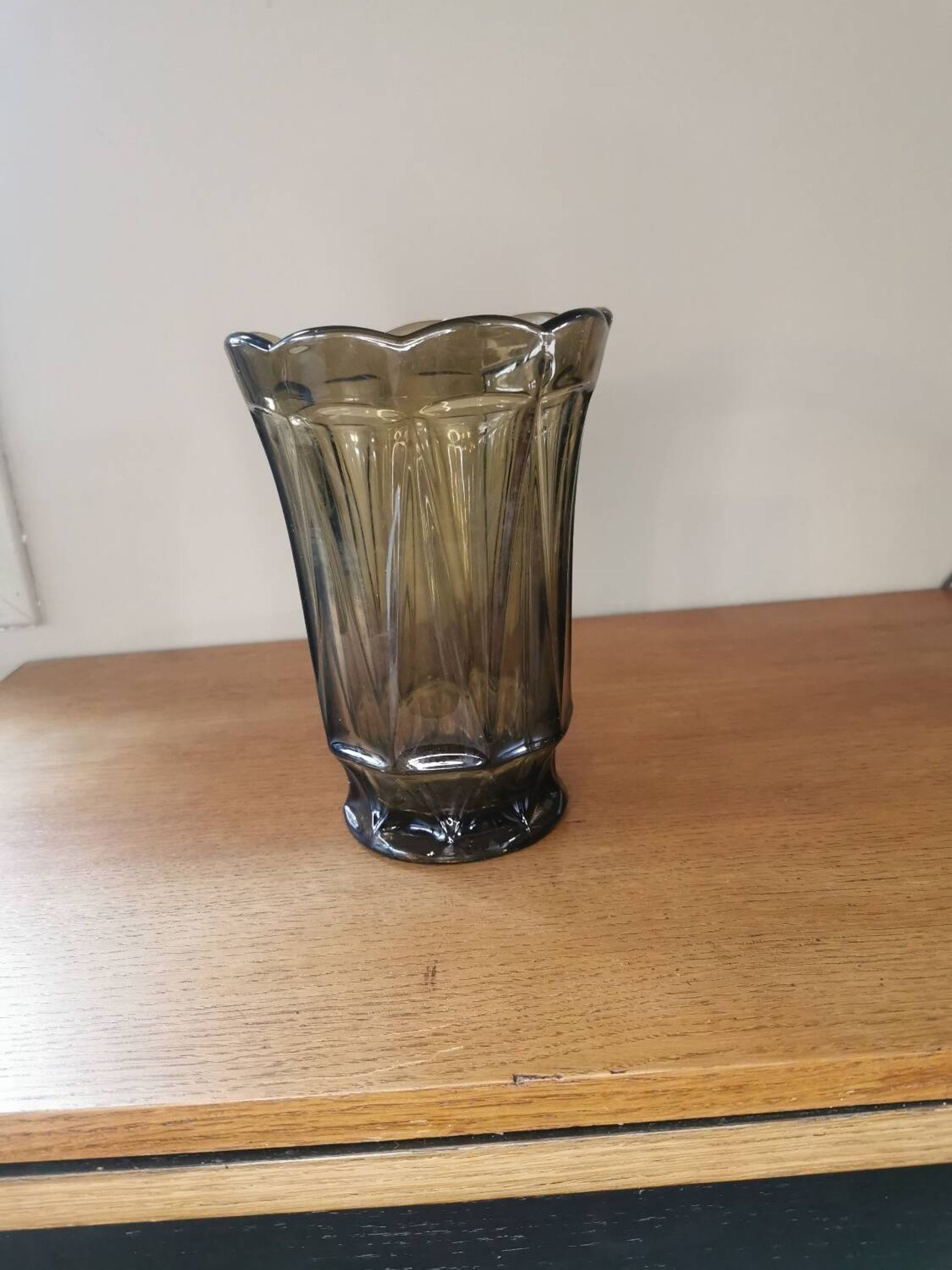 Vase vintage verre fumé