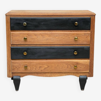 Chest of drawers black and raw wood 1930s