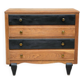 Chest of drawers black and raw wood 1930s